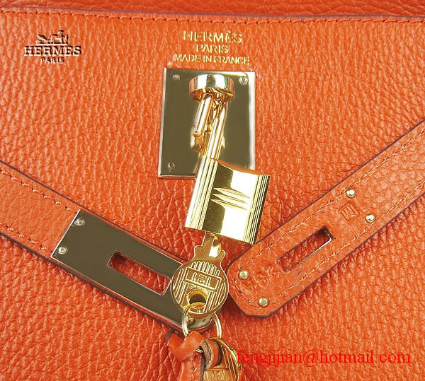 Hermes Kelly 32cm Togo Leather Bag Orange 6108 Gold Hardware